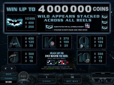 The dark knight rises slot machine